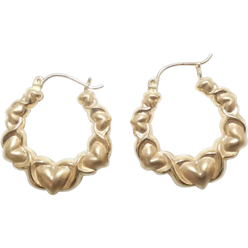 10K Gold Heart Hoop Earrings