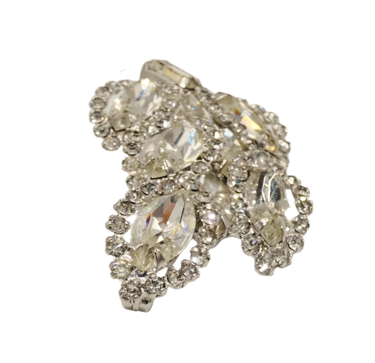 Weiss Leaf Clear Rhinestone Brooch