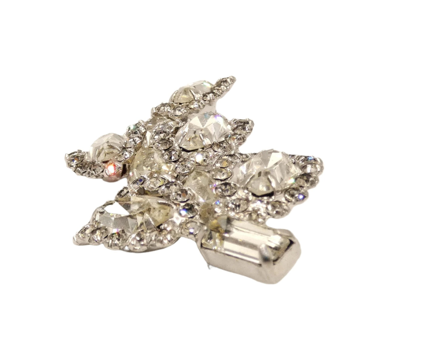 Weiss Leaf Clear Rhinestone Brooch