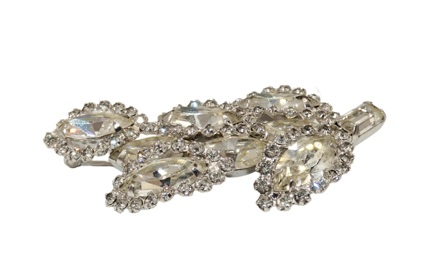 Weiss Leaf Clear Rhinestone Brooch