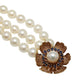 Pearl Bracelet 14K Gold Flower Bracelet with 3 strands of Cultured Peals & Sapphires