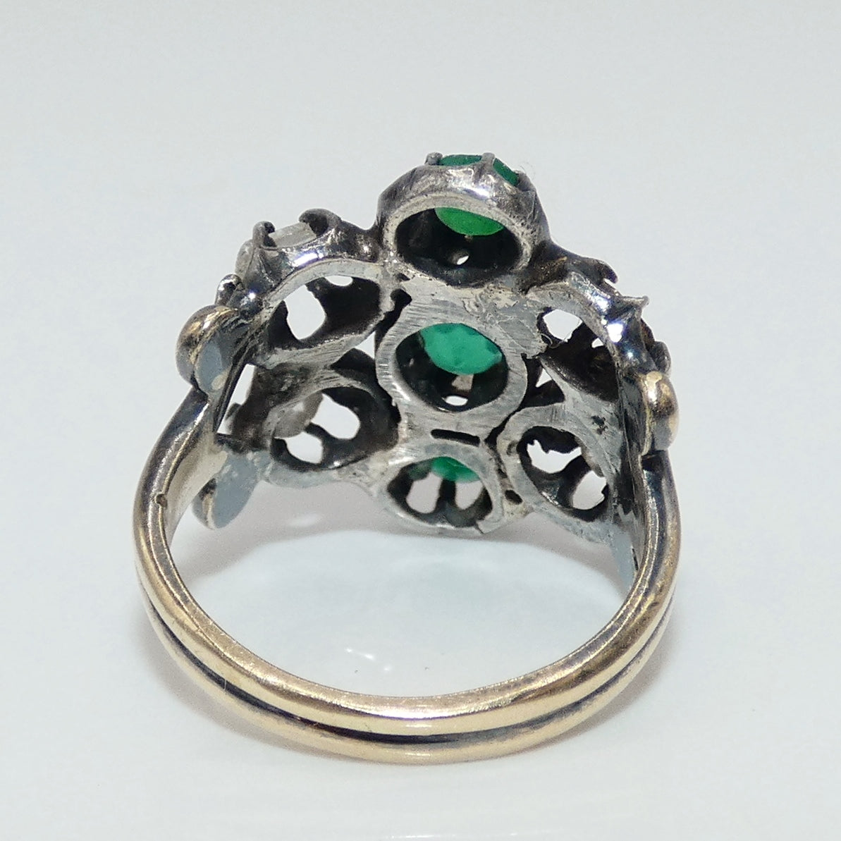 Antique 14K White Gold Diamond and Onyx Ring