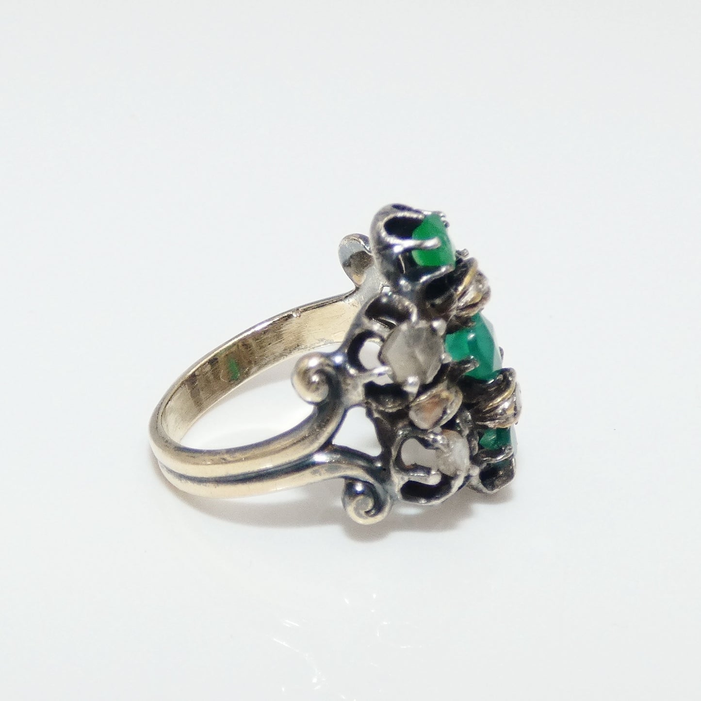 Antique 14K White Gold Diamond and Onyx Ring