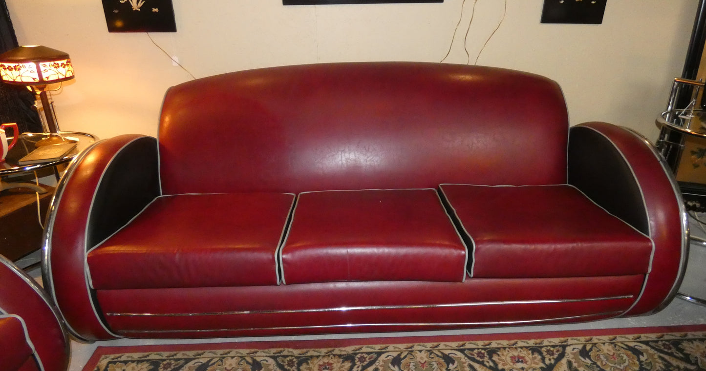 Art Deco Donald Deskey Leatherette Furniture Set