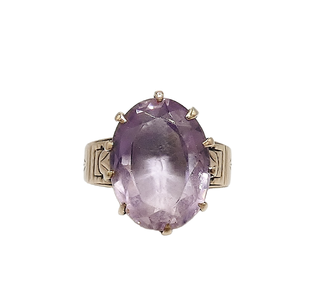 10K Rose Gold Antique Amethyst Ring