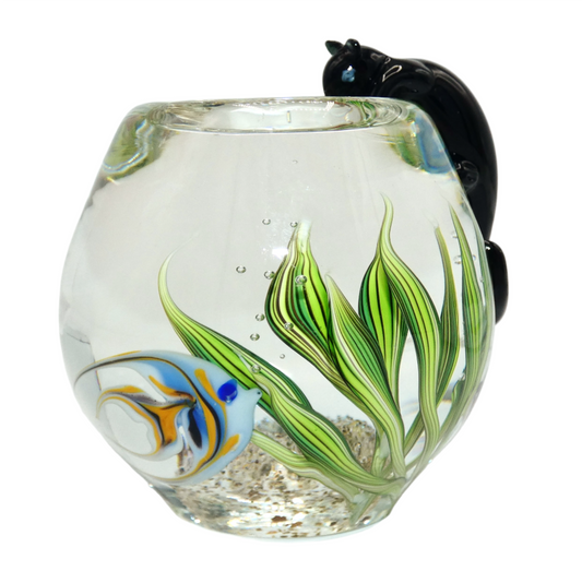 Steven Correis Cat & Fish Bowl Paperweight