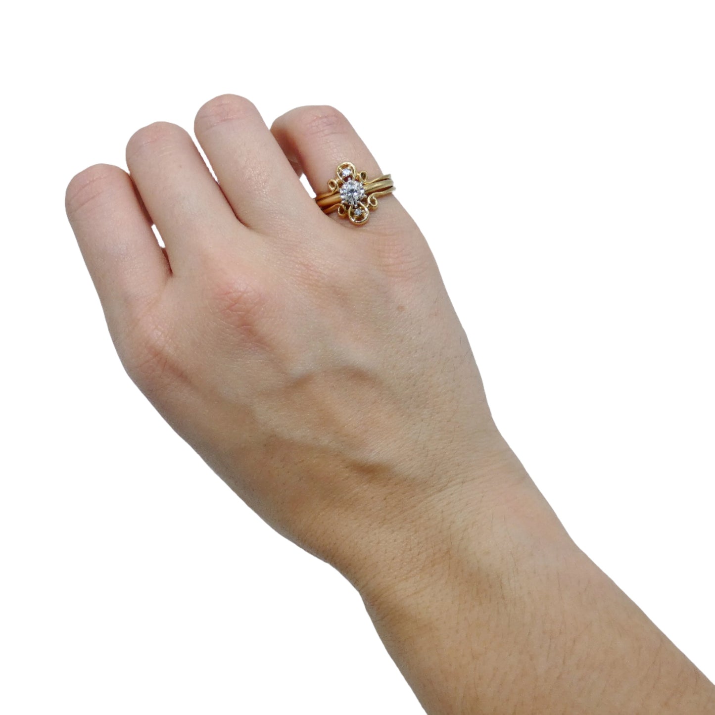 14K Gold Diamond Solitare with Ring Enhancer