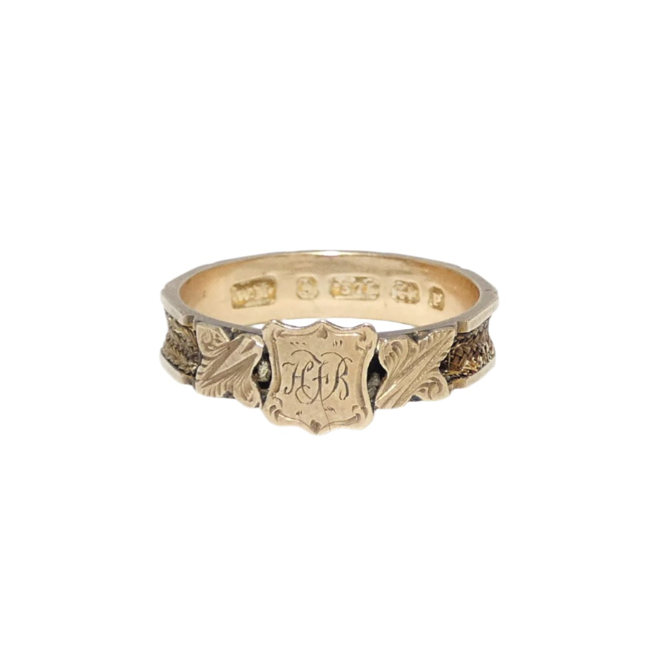 Mourning Jewelry 9K Gold Victorian Hair Ring