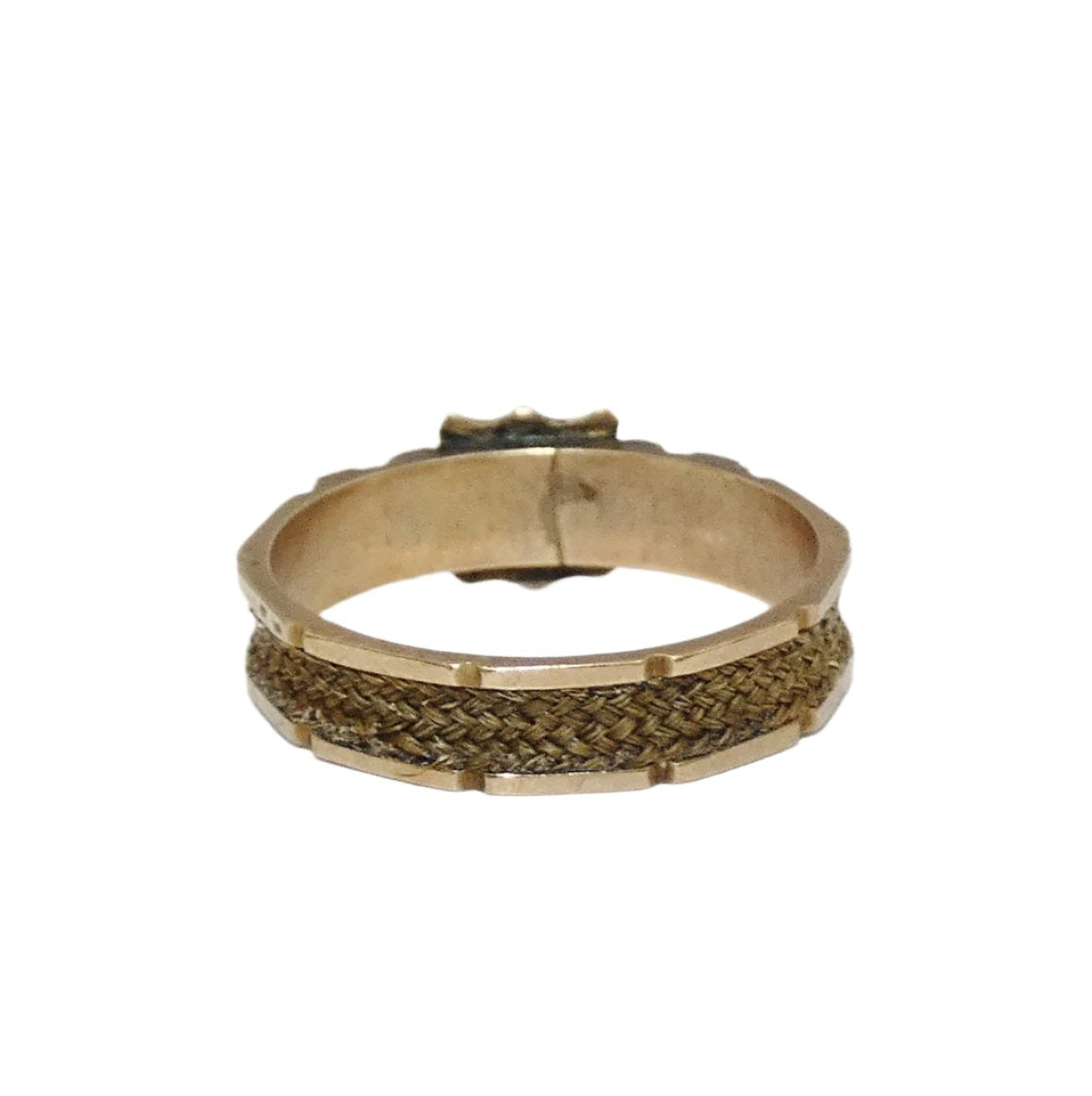 Mourning Jewelry 9K Gold Victorian Hair Ring