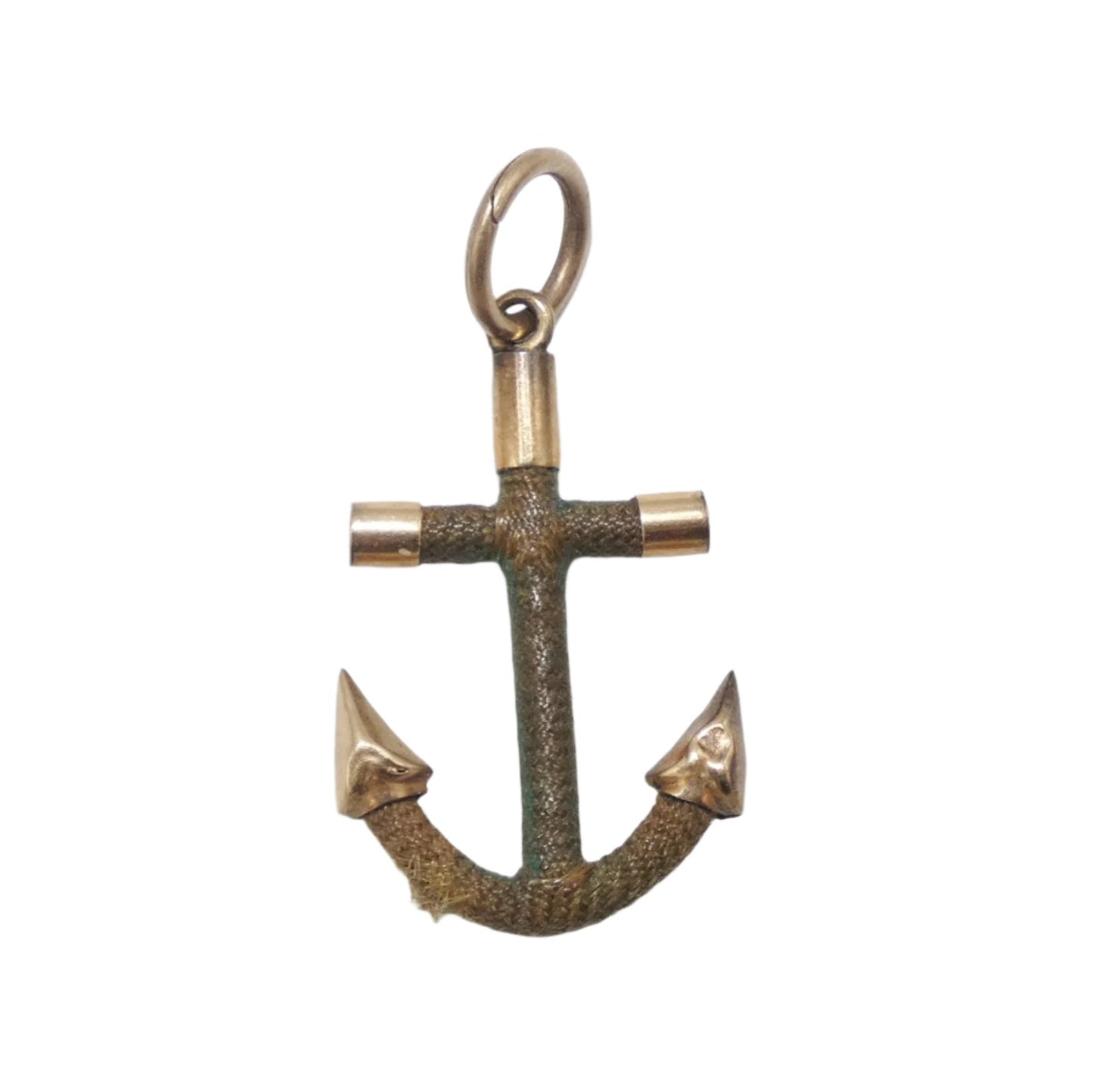 10K Rose Gold Woven Hair Anchor Charm/ Pendant