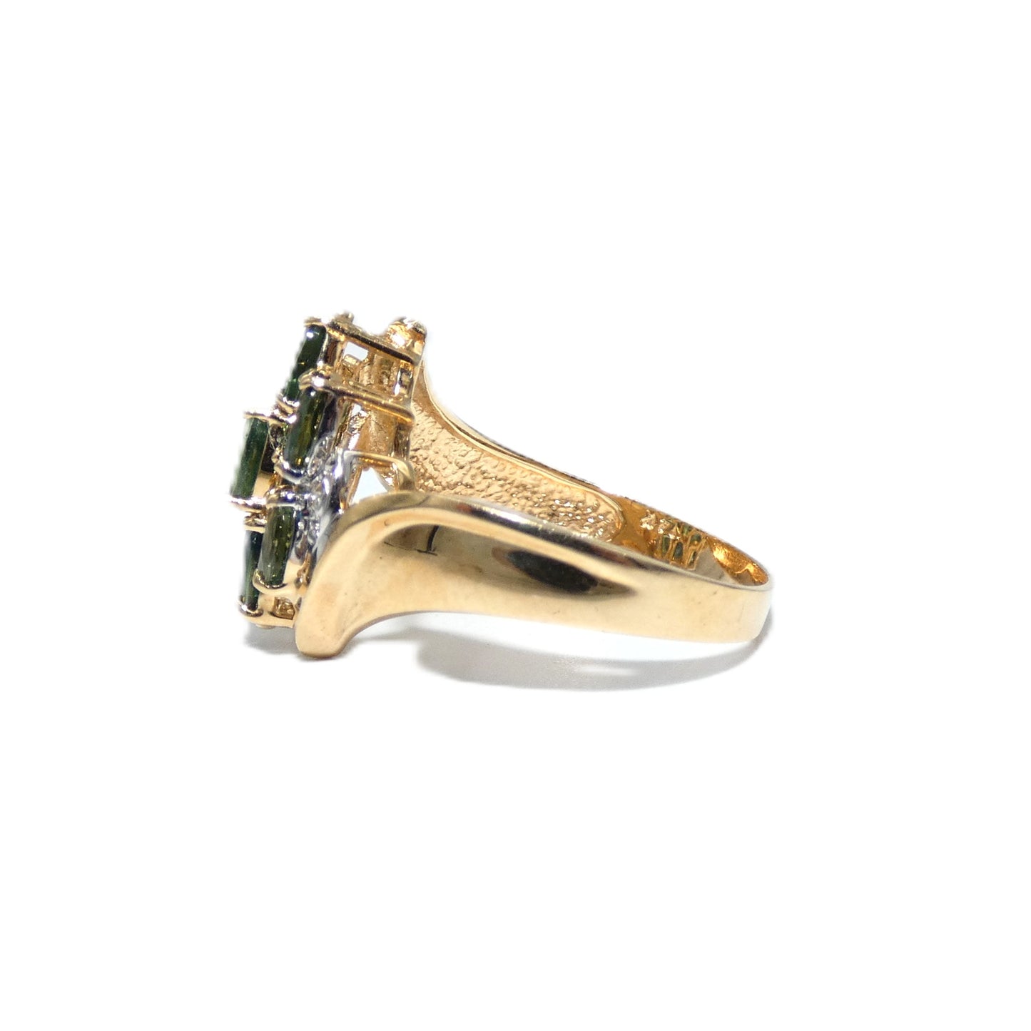 14K Gold Green Sapphire & Diamond Ring