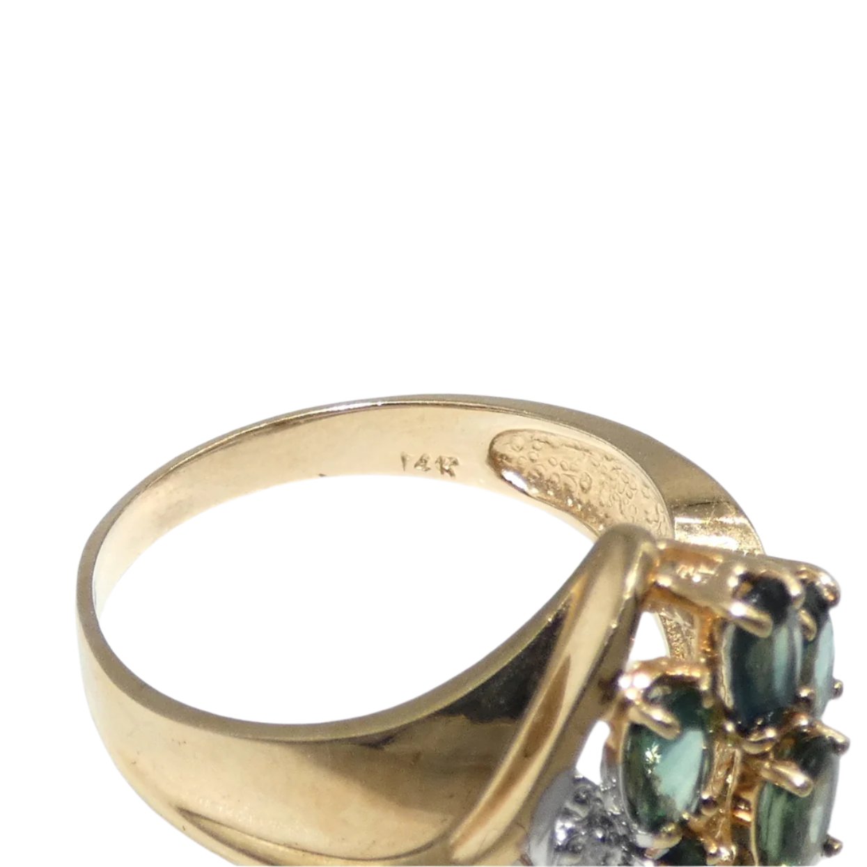 14K Gold Green Sapphire & Diamond Ring