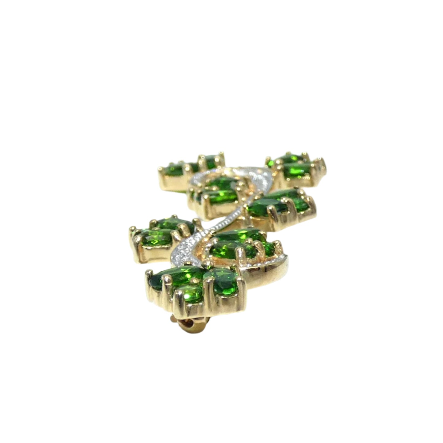 10K Gold Chrome Diopside Brooch/ Pin