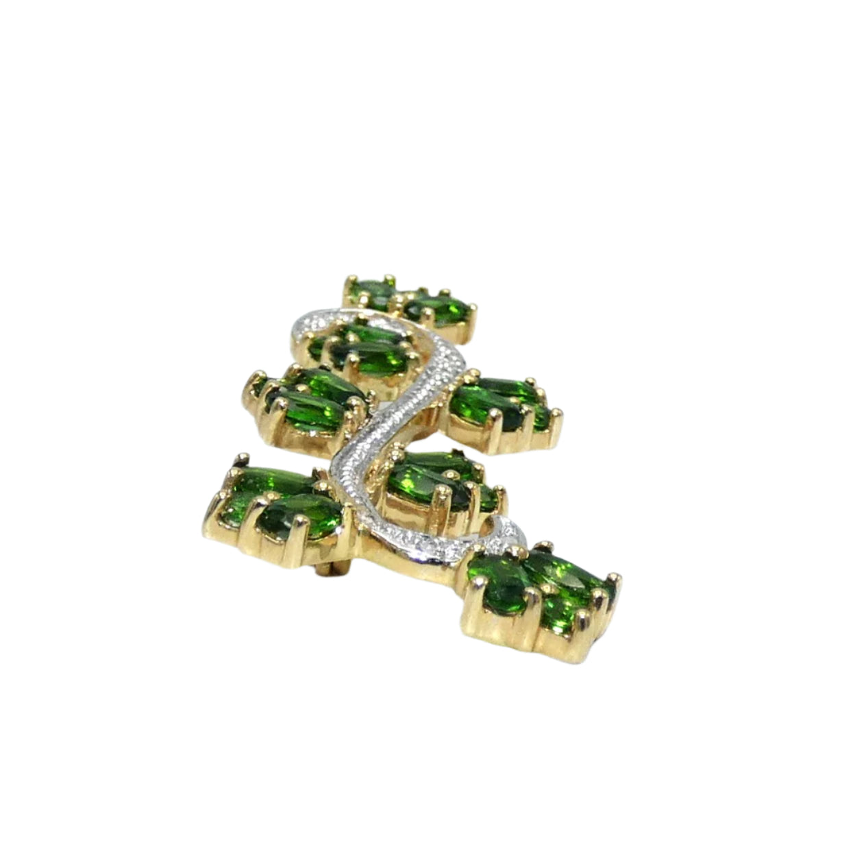 10K Gold Chrome Diopside Brooch/ Pin