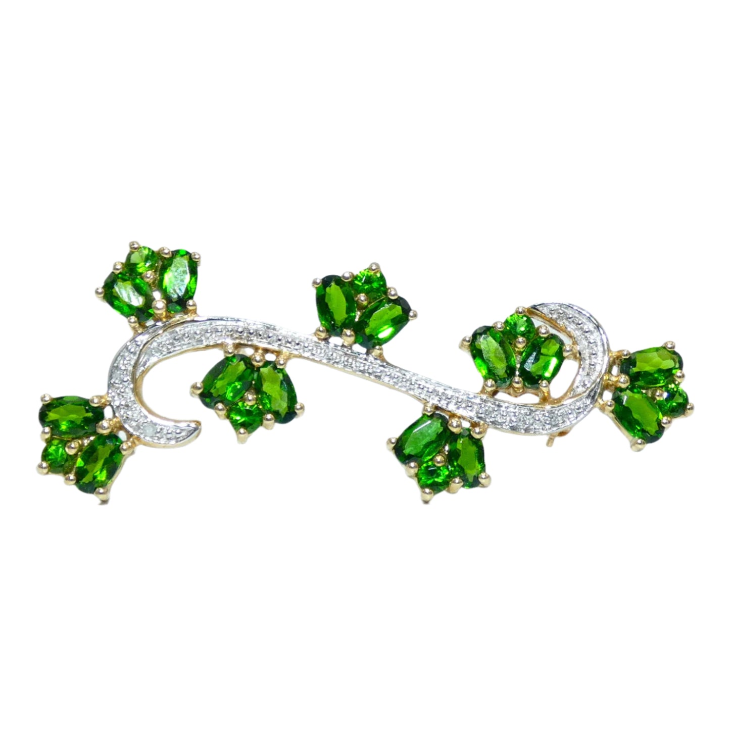 10K Gold Chrome Diopside Brooch/ Pin