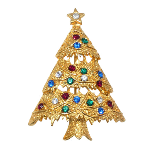 Eisenberg Ice Gold Plated Christmas Tree Brooch