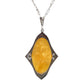 Art Deco Sterling Sterling Silver Egg Yolk Amber Pendant Necklace