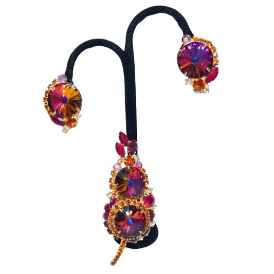 Juliana Volcano Rivoli Brooch & Earrings Set